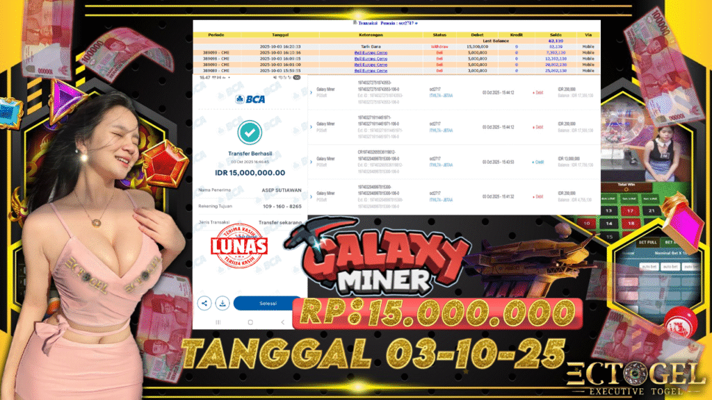 BUKTI JACKPOT SLOT PG SOFT GALAXY MINER TERPERCAYA DI INDONESIA TGL 03-10-2025