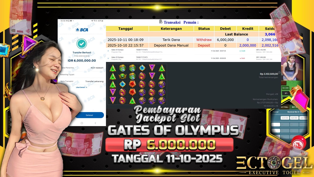 BUKTI JACKPOT SLOT GATES OF OLYMPUS TERPERCAYA DI INDONESIA TGL 11-10-2025
