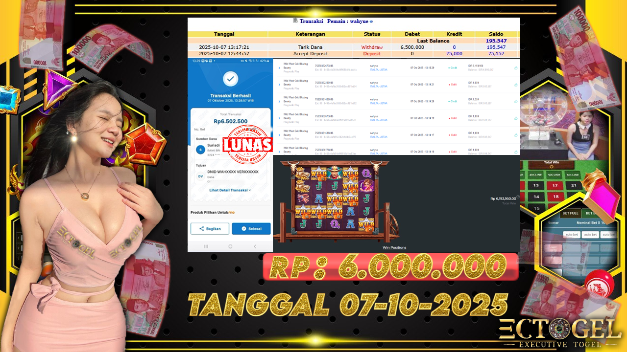BUKTI JACKPOT SLOT PRAGMATIC PLAY Wild WEST GOLD BLAZING BOUNTY TERPERCAYA DI INDONESIA TGL 07-10-2025