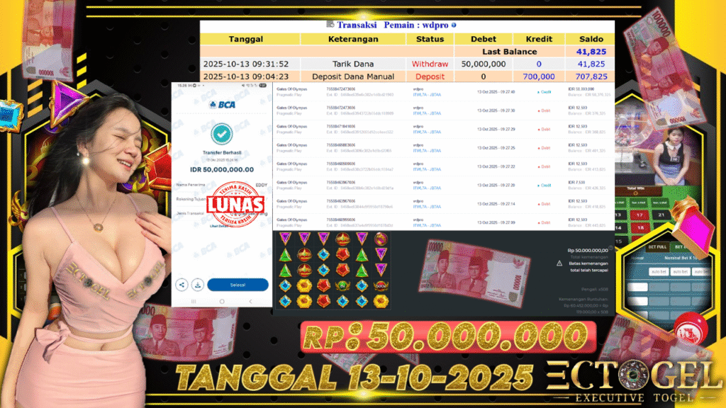 BUKTI JACKPOT SLOT GATES OF OLYMPUS TERPERCAYA DI INDONESIA TGL 13-10-2025