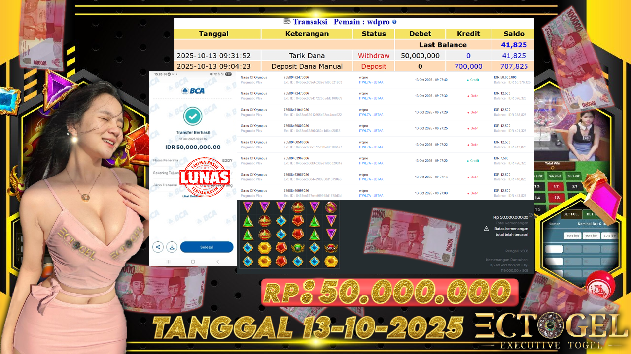 BUKTI JACKPOT SLOT GATES OF OLYMPUS TERPERCAYA DI INDONESIA TGL 13-10-2025