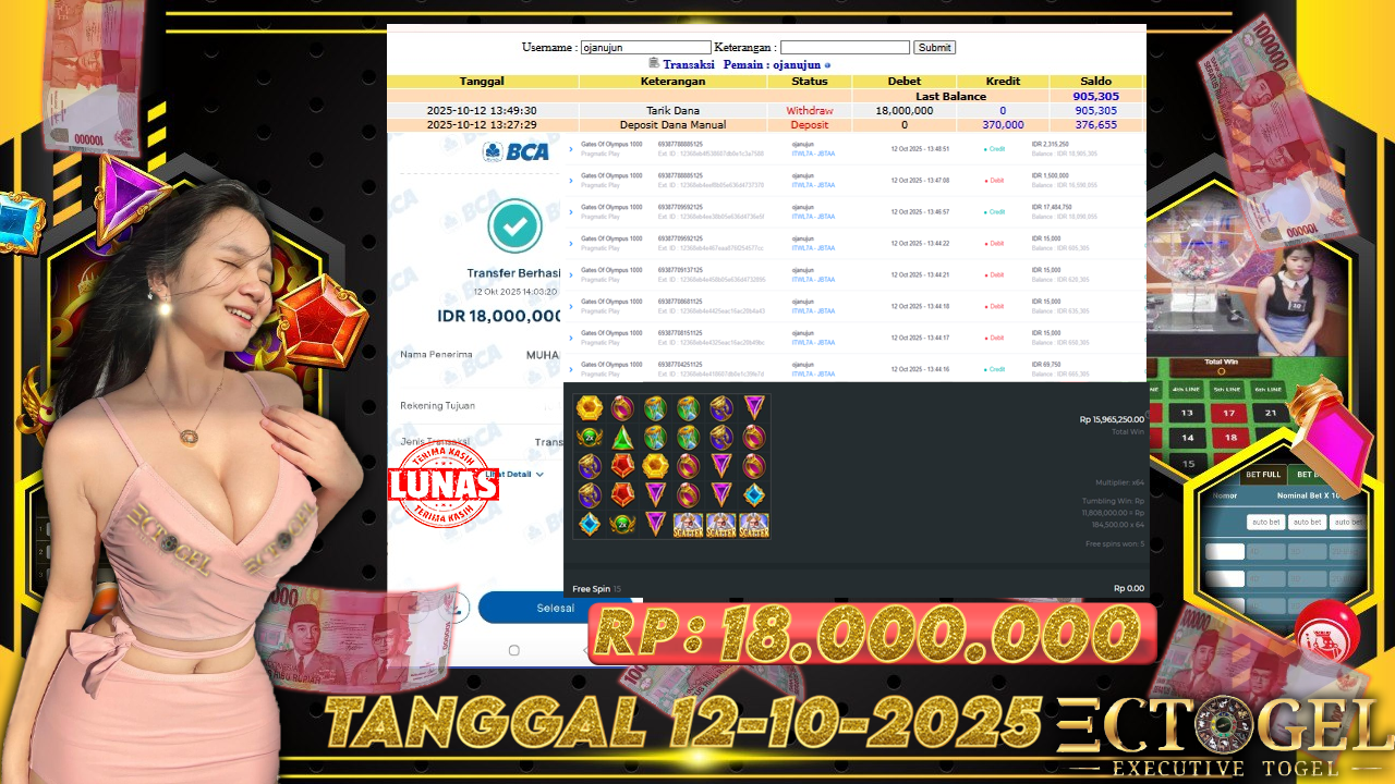 BUKTI JACKPOT SLOT GATES OF OLYMPUS 1000 TERPERCAYA DI INDONESIA TGL 12-10-2025