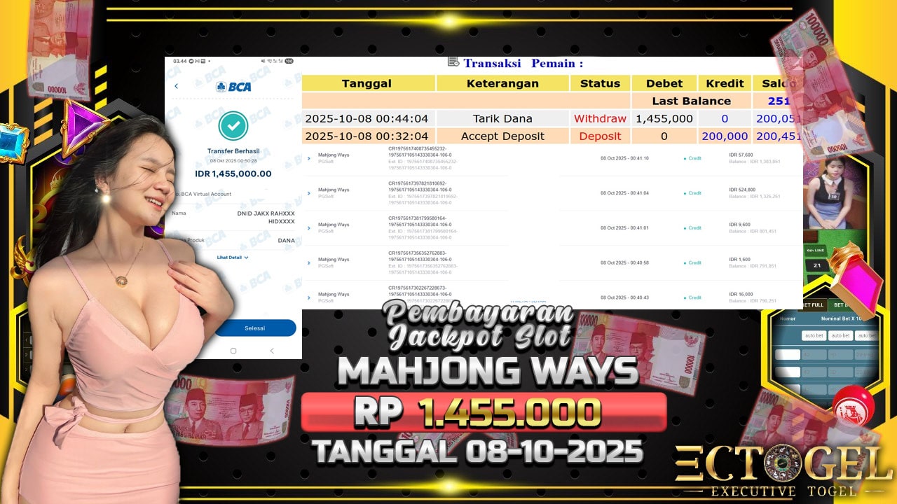 BUKTI JACKPOT SLOT MAHJONG WAYS TERPERCAYA DI INDONESIA TGL 08-10-2025